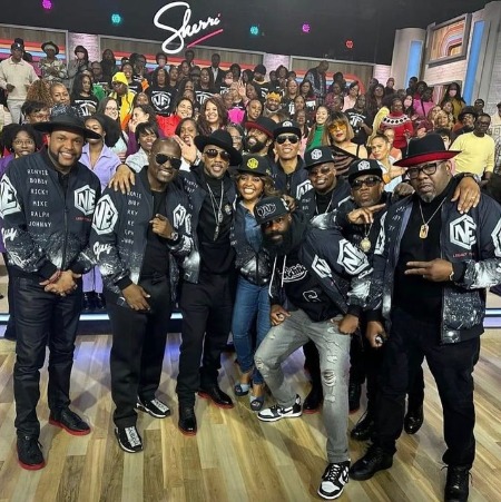 Bobby Brown with his band New Edition at Sherri Show TV.